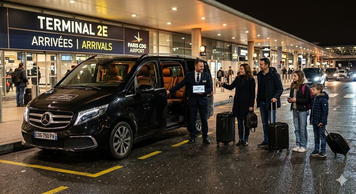 Van AST Transport devant le terminal 2E de Paris-Charles de Gaulle